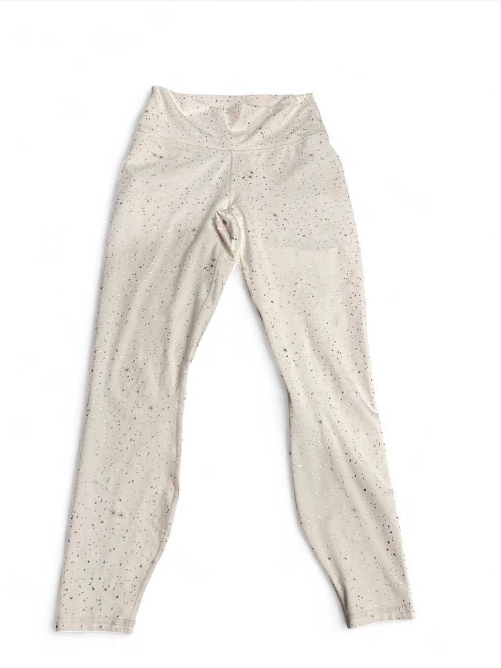 Fabletics Cream Leggings with Silver Sparkle